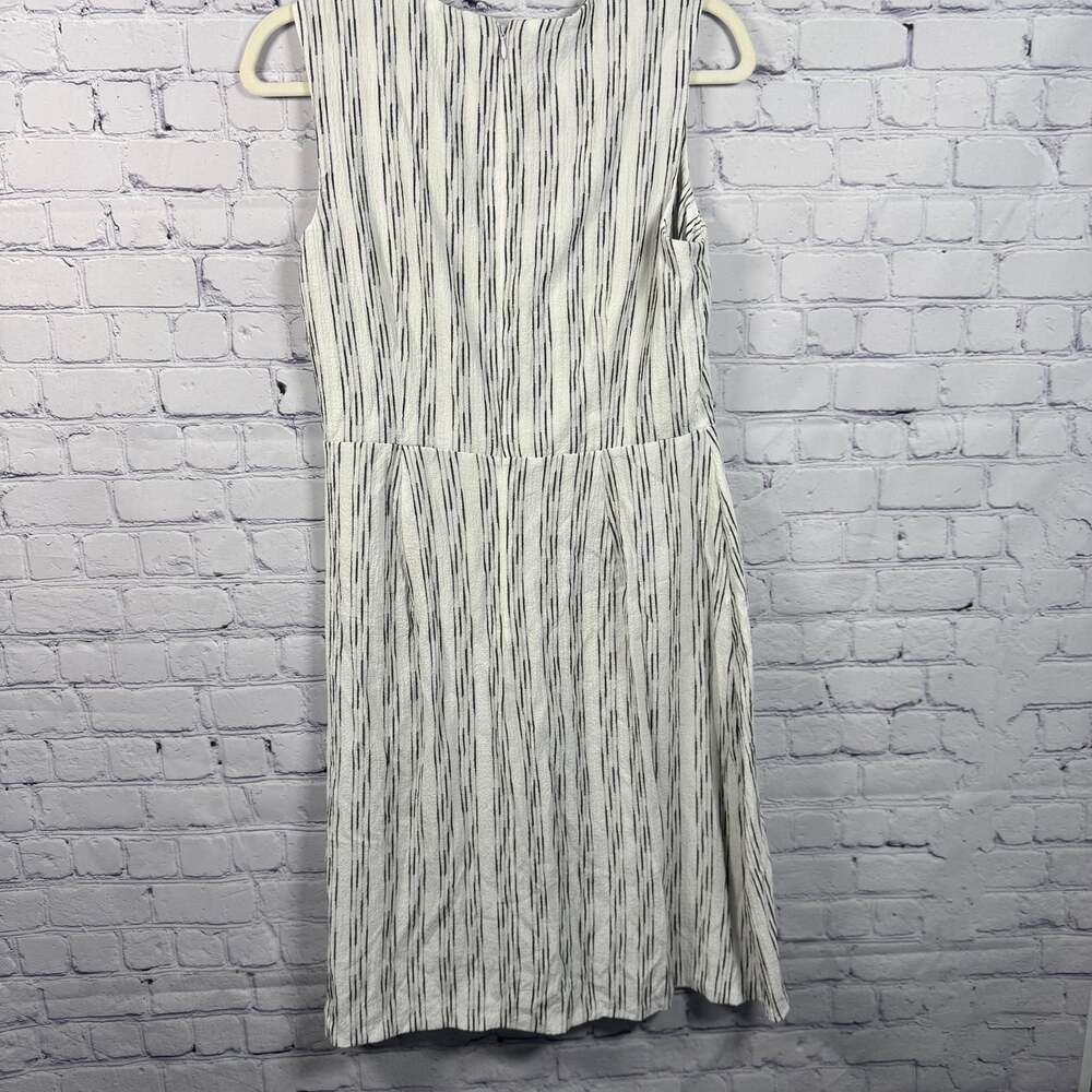 Calvin Klein Women's Sleeveless Dress with Side Pleated Ruffle, White/Black, 10 - Picture 2 of 4